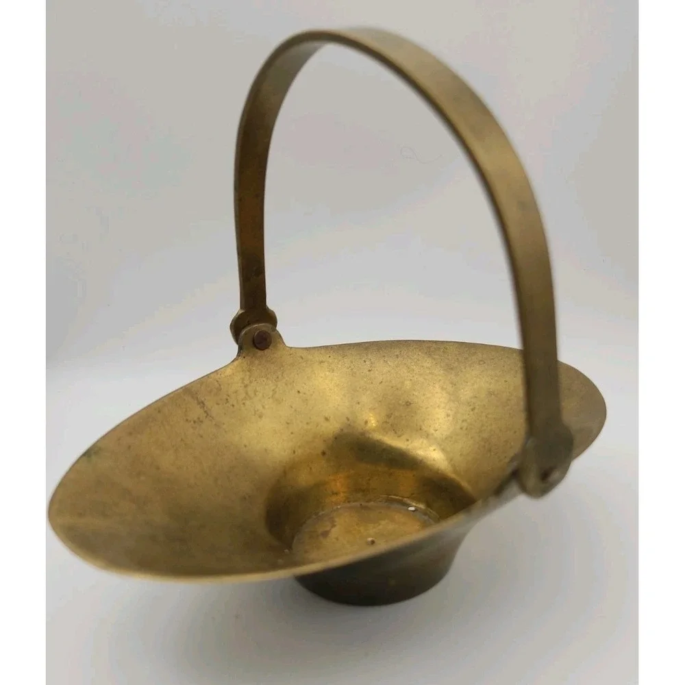 Solid Brass Decorative Basket With Movable Handle. Made In India